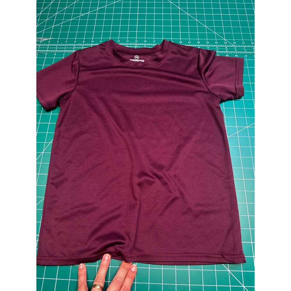 Real Essentials Kids Large Burgundy Active Short Sleeve Crew Neck Tee Shirt